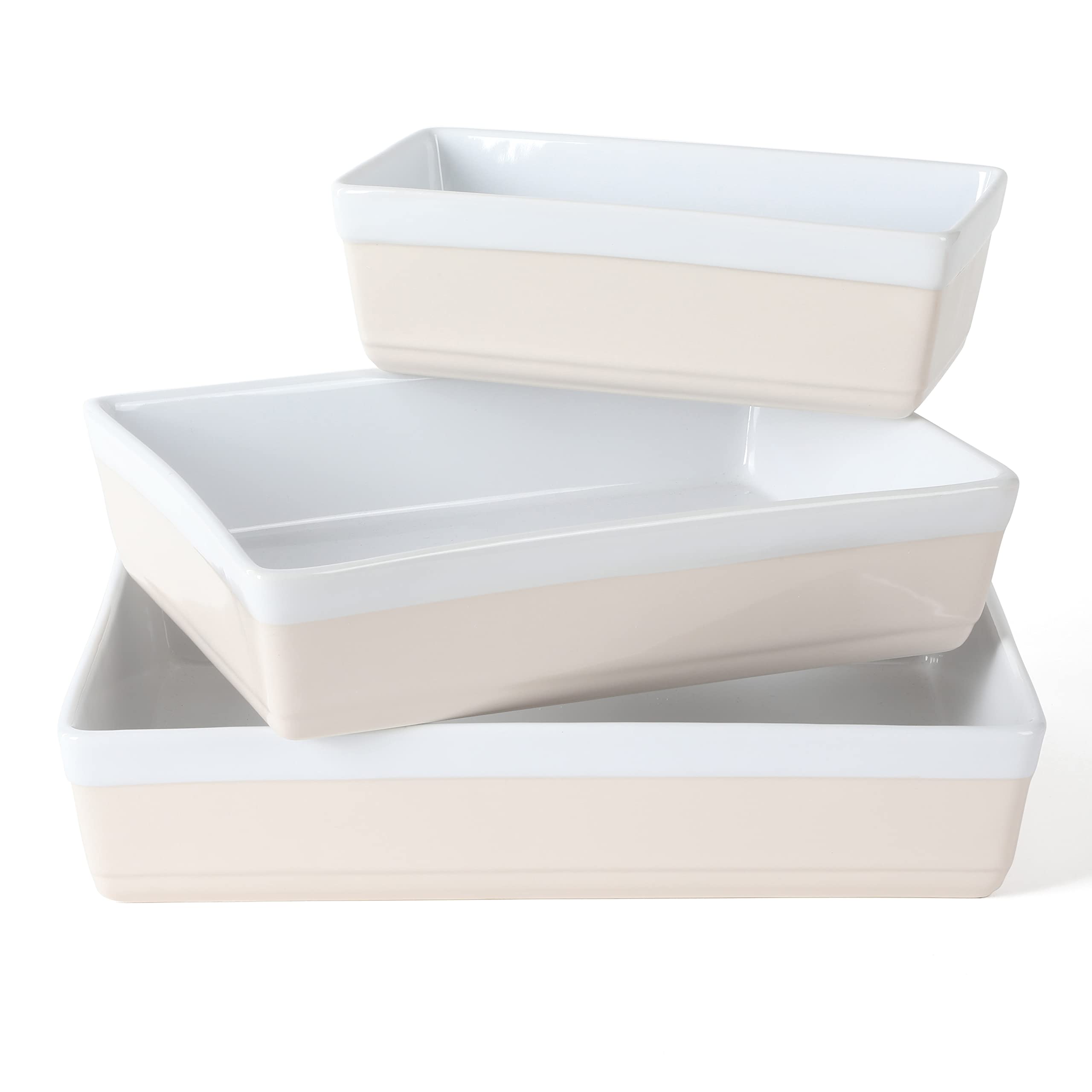 Martha Stewart Broadbrook Ceramic Bakeware, 13x9 Inch Rectangular Baking Dish with Handles, Cream Glazed Stoneware for Casseroles, Lasagna, Roasts & Desserts, Oven & Dishwasher Safe