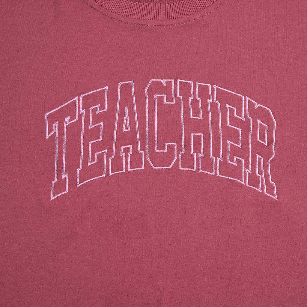 BANGELY Teacher Sweatshirt Women Oversized Retro Teach Crewneck Shirt Embroidery Teacher Life Pullover Long Sleeve Tops